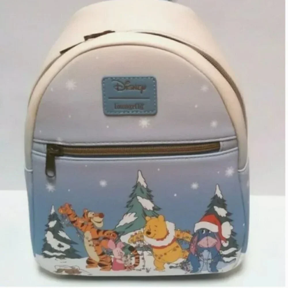 𝅺loungefly Disney Winnie The Pooh Friends Holiday Mini Backpack NWT